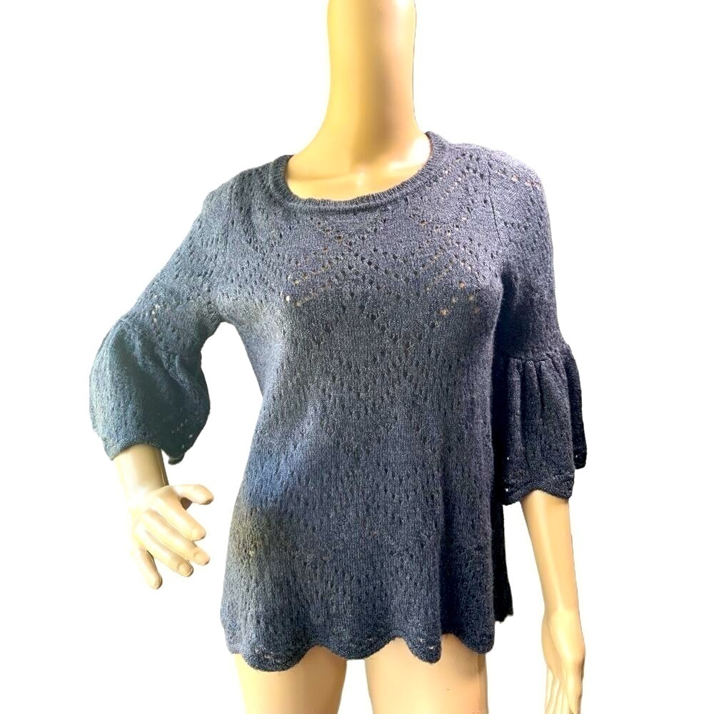 LC Lauren Conrad Gray Knitted Pattern‎ Crew Neck Long Sleeve Sweater Size Small